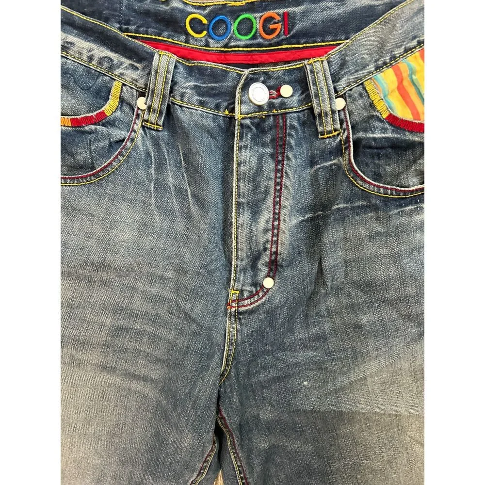 Coogi‎ Jorts Mens Size 38 Peacock Feather Jean Denim Baggy Skater Vintage Y2k